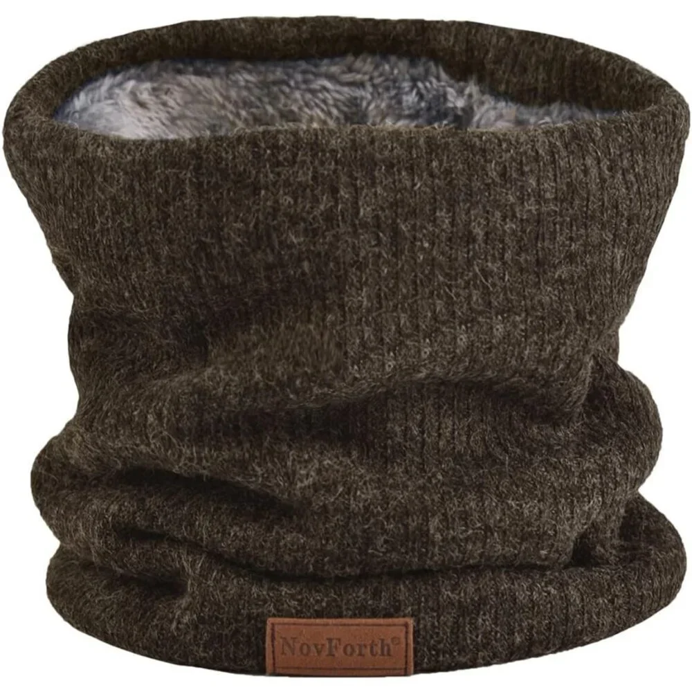 Men's Dark Brown Winter Ski Neck Gaiter Face Scarf Fleece Lined Windproof Scarve